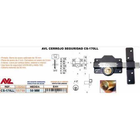 AVL avl cerrojo cs-170ll105 c-redondo 50 mm 5 llaves seguridad