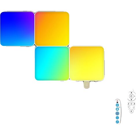 Luminaires à panneau, synchronisation musicale, contrôle intelligent, Lampe carrée 4PCS (1/2)