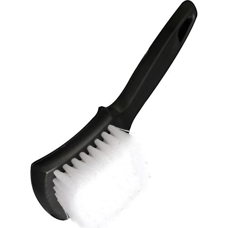Ensemble de 2 brosses pour le nettoyage des pneus et des tapis : brosse à roues à poils rigides noirs + brosse de précision blanche (1/5)
