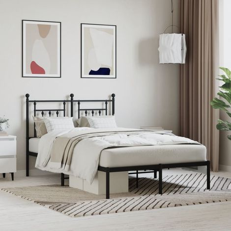 Lit adulte avec tête de lit pour Couchage,Cadre de lit métal noir 120x190 cm -BV46650 (1/5)