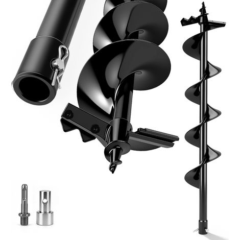 Mèche pour Tarière Ø 150 mm x 80 cm- Adaptateur SDS-Plus - Acier Manganèse Haute Résistance avec Tête en Tungstène, Dents de Creusage Renforcées, Perçage Puissant pour Sols Durs et Racines (1/5)
