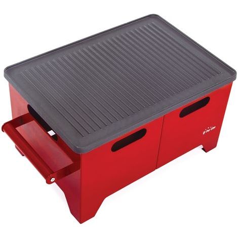 Barbecue à l'éthanol 1.2L en acier rouge (1/5)