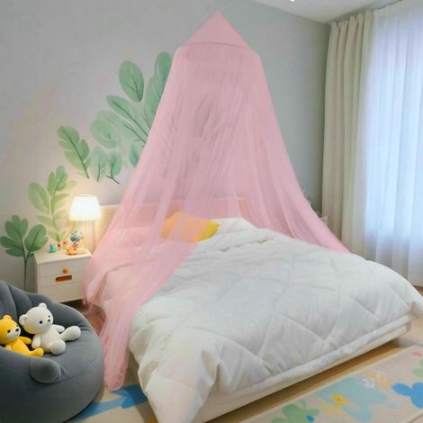 Ciel de lit Moustiquaire, baldaquin de lit pour décoration de Chambre de Fille - baldaquin Suspendu de Protection Contre Les Insectes pour Adultes, bébés, Camping en Plein air, Pink (1/5)