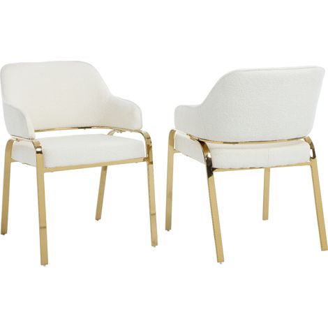 Wahson Lot de 2 Chaises, Chaises de Salle à Manger Modernes Chaises de Cuisine en Chenille avec Structure Métallique Dorée, Marron (1/5)