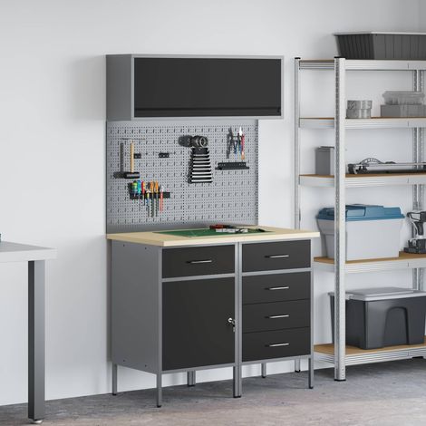 Arbeitsschrankset mit Schubladen mit Regal 5 pcs Schwarz