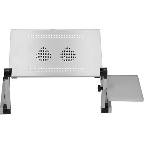 Laptop-Tisch aus Aluminiumlegierung mit Lüfter, tragbar, höhenverstellbar, faltbar, fürs Homeoffice, Silber (1/5)