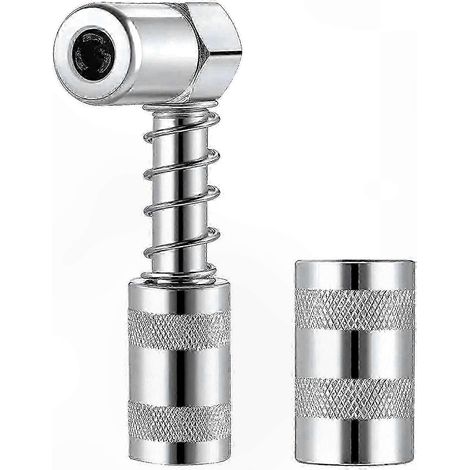 Graisseur à 90° avec adaptateur, manchon et mâchoires à 3 points, compatible accessoires de lubrification, conception angulaire pour graissage facile (1/5)