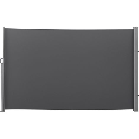 Paravent de jardin extensible 3 x 1,8 m, polyester anti-UV et aluminium, gris