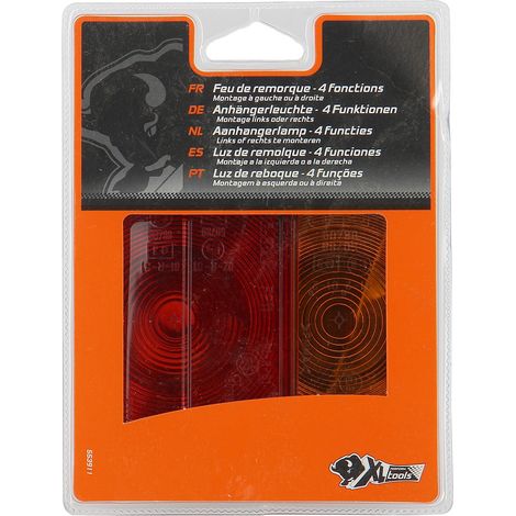 Feu arrière remorque XLPT 4 fonctions XL PERFORM TOOLS lentille rouge boîtier noir P21/5W montage à droite (1/3)