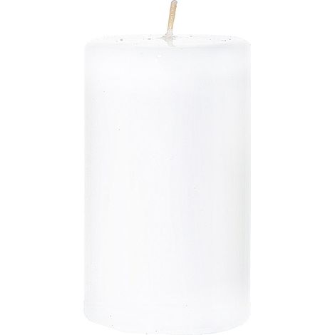 Candela cilindrica decorata "Pillar Lucid" decorazione natalizia Ø 9 cm -Bianco / Piccola (1/4)