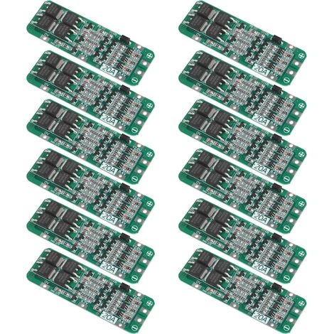 12 pezzi 3S 20A 12.6V Scheda di protezione per batteria al litio 18650 BMS Modulo di protezione per caricabatterie agli ioni di litio, scheda PCB a 3 fili Pannello di controllo di protezione