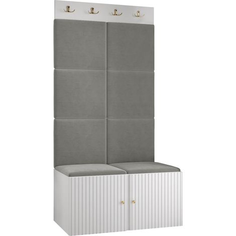 Conjunto para recibidor Hartford 383, Polo 894, 186x84x46cm, MDF, Aglomerado laminado, Tapiz, Colocada, Montada en la pared (1/5)