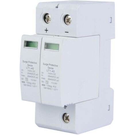 Parafoudre DC, 1000V Surge Protector Ménage Parafoudre photovoltaïque Dispositif de Protection contre les Surtensions (2P 40KA) (1/5)