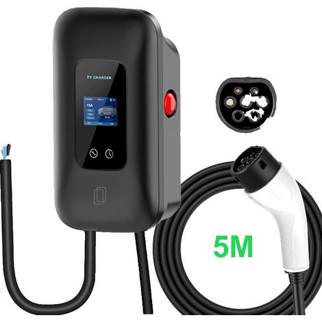 Estación de carga para vehículos eléctricos, trifásica, control mediante aplicación inteligente, 7 kW 32 A, monofásica, TIPO 2 (1/2)