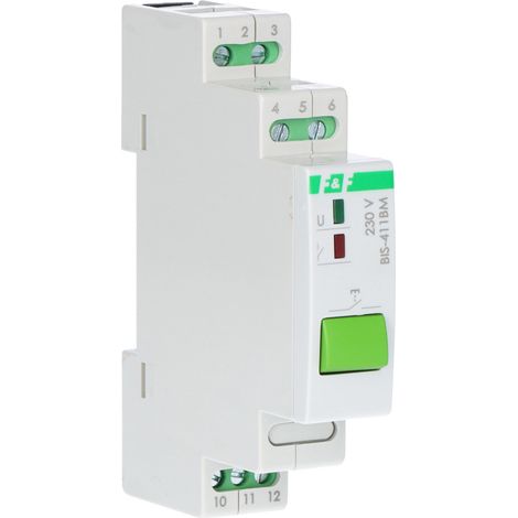 Relais bistable BIS-411BM avec bouton de commande manuel et mémoire, montage sur rail DIN, 230 V (1/4)