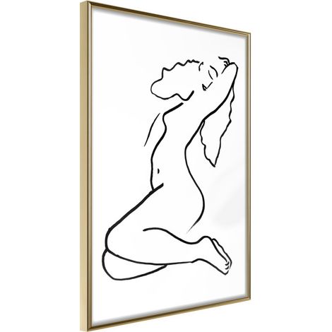 Affiche Murale Encadrée "Coquettish Pose" 30 x 42 cm Or