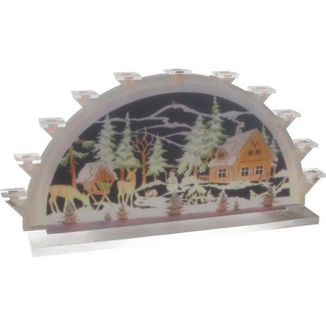 Pont de bougie LED acrylique illuminé Père Noël - Décoration de Noël intérieure à piles
