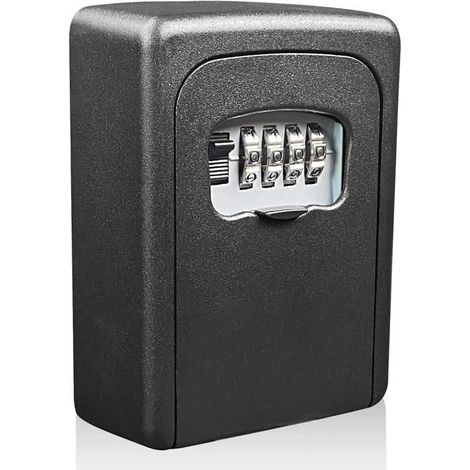 Sichere Außenschlüsselbox mit einstellbarem 4-stelligem Code, wasserdicht und rostfrei, zur Wandmontage.