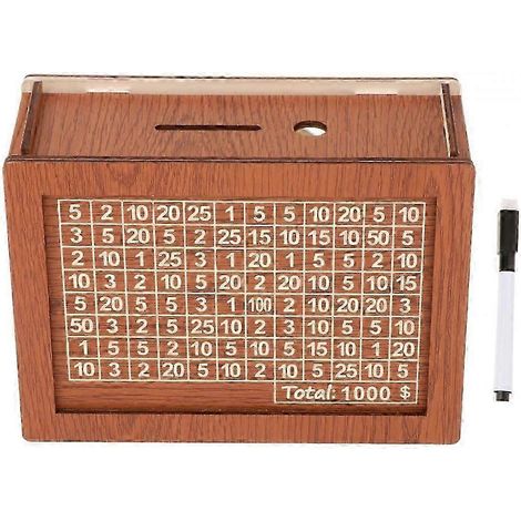 Spardose aus Holz mit Zähler, Sparziel festlegen, wiederverwendbare Spardose für Erwachsene und Kinder-1000 USD (1/5)