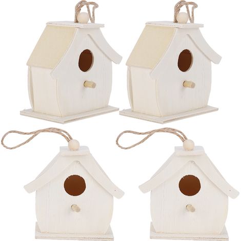 Mini maison d'oiseaux en bois suspendue, 4 pièces, nids d'oiseaux, ornements pour jardin extérieur, balcon, cour (1/5)