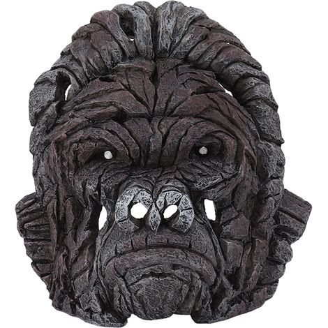 Sculpture de tête de gorille de 16 cm, figurine animale en résine ajourée, décoration pour salon, bureau ou bibliothèque. (1/5)
