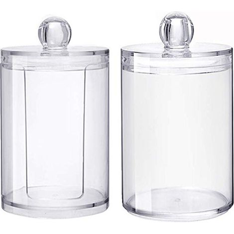 Boîte de Rangement Transparente pour Coton et Coton-Tige, Organisateur Cosmétique 2 en 1 (1/5)
