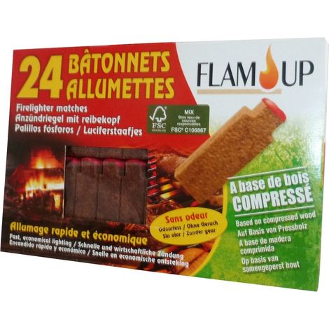 Allume Feu 100% Nat 24 Batonnets - Flam Up