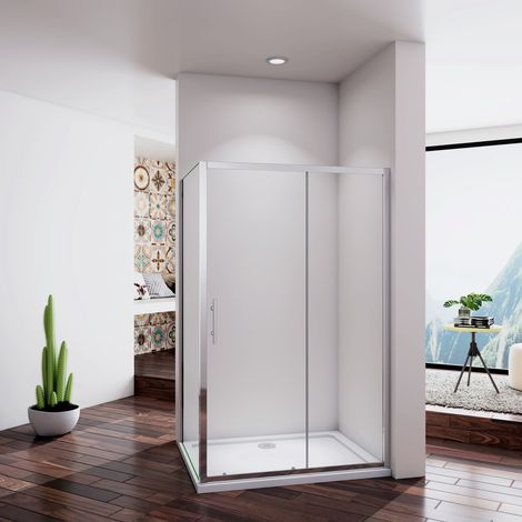 Acezanble Cabine de douche coulissante 120x70x190cm,hauteur:190cm porte de douche coulissante et paroi latérale (1/5)