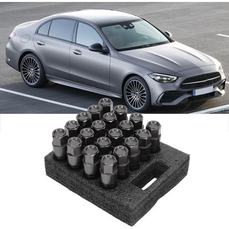 Boulon de roue conique en acier et alliage d'aluminium M141,25, boulon de roue à siège conique, écrou de roue avec capuchon, ouverture conique de 33 mm, boulon de 28 mm adapté aux BMW Titanium (très l (1/5)