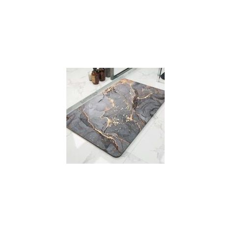 Tapis de bain en diatomite absorbant – Séchage rapide, anti-moisissure – 4 couches, base en caoutchouc antidérapant (40× 60 cm)-