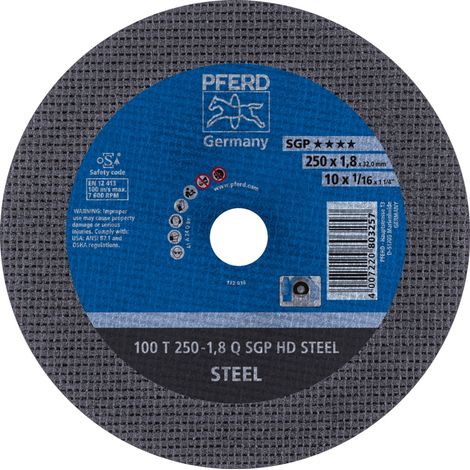 PFERD Stationäre Trennscheibe T 250x1,8x32 mm mittelhart HD STEEL für Stahl 100m/s (1/5)