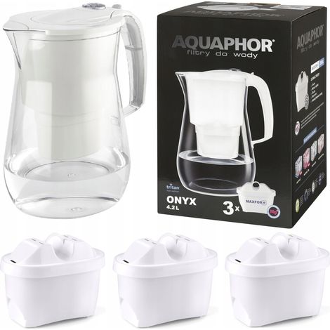 Jarra filtrante Aquaphor Onyx de 4,2 L + 3 cartuchos, blanca (1/5)