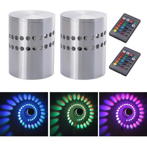 2pcs 3w Applique Murale Interieur Aluminium Led Rgb Spirale Lampe Lumière Dimmable Colorée Avec Télécommande Led Downlight Moderne Décoration Spots Muraux Pour Couloir Chambre Véranda Hôtel (1/5)