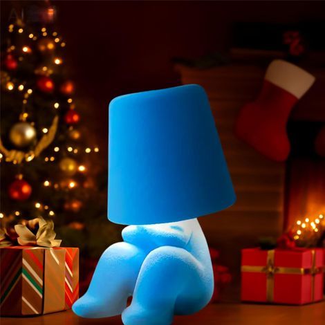 Lampe de table moderne pour les jeunes : lumière mignonne rechargeable pour enfants, adolescents – Cadeau pour anniversaire, Noël, Halloween, Pâques (Bleu grand) (1/5)
