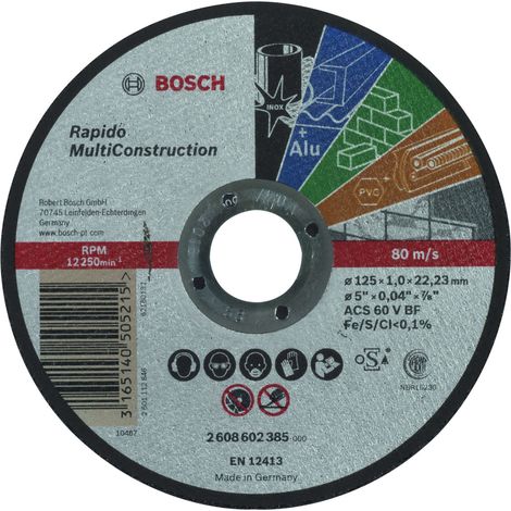 2608602385 - Mola da taglio diritta Rapido Multi Construction ACS 60 V BF, 125 mm, 1,0 mm