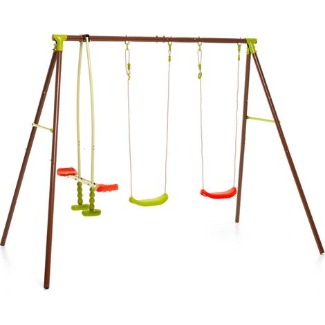 Altalena da Giardino 4 Posti 270x155x 195 cm con Cavallina in Acciaio