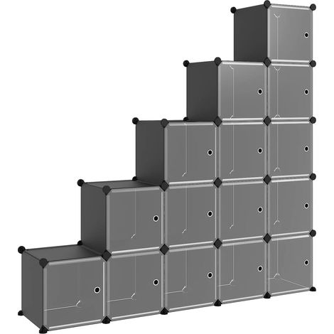 Cubes de rangement 15 pcs avec portes Noir PP CFW685737 (1/5)