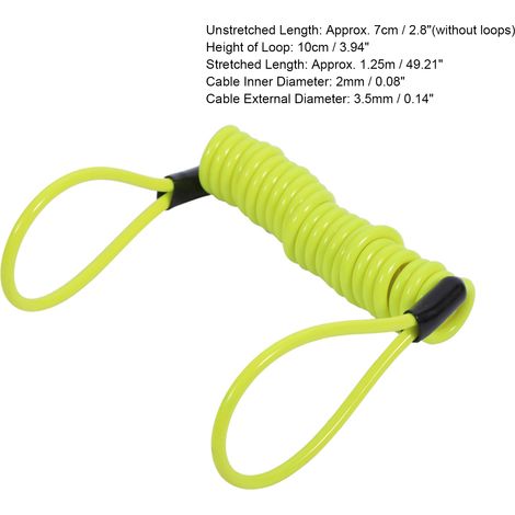 Alarme antivol pour moto, cadenas à disque avec câble spiralé de rappel, sécurité antivol, jaune (1/3)