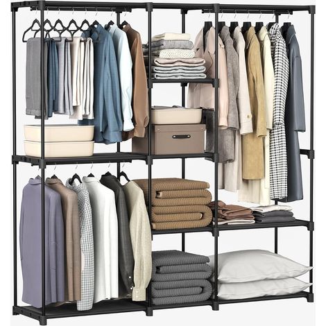 Songmics – Armoire ouverte 182 x 43 x 182 cm – 11 étagères – 2 tringles – Tubes métalliques renforcés – Dispositif anti-basculement – RYG037B02