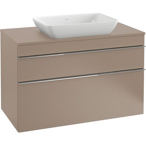Mueble bajo lavabo, 957 x 606 x 502 mm, modelo suspendido, En madera, lavabo en el medio Lacado Negro Mate