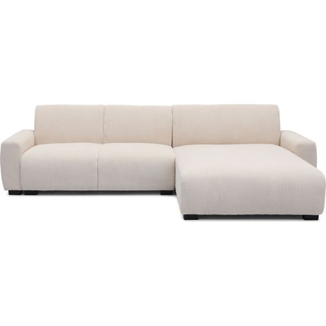 Canapé d'angle moderne 288cm Wallis Velours côtelé Crème