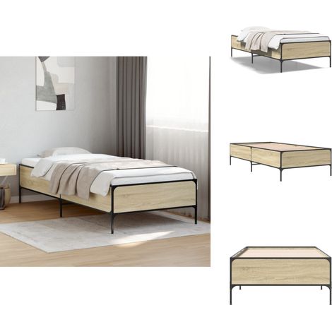 Cadre de lit sans matelas chĂȘne sonoma 75x190 cm - Cadre De Lit - Lit Double - Lit En Bois - Lit Design - Literie (1/5)