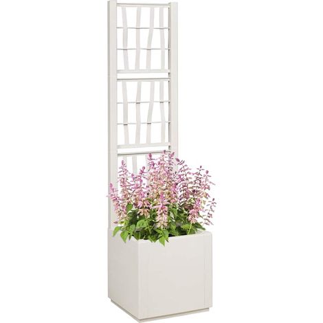 Bac à fleurs avec Treillis Blanc 36 x 36 x 140 cm PP