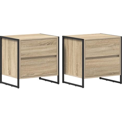 Maison Exclusive - Mesa de Noche con cajón 2 pcs Sonoma 50 x 39.5