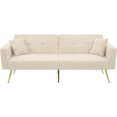 old sku:WF200993995B,Schlafsofa mit Bettfunktion, verstellbarem Winkel, goldenen Beinen, mit Kissen und seitlichen Aufbewahrungstaschen (1/5)
