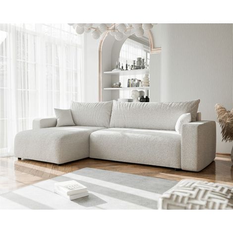 Ecksofa mit Schlaffunktion LUNA MAX in Stoff Centaur Beige Ottomane Links