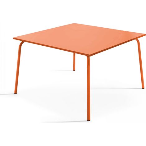 Table de jardin carrée en métal orange - Palavas (1/5)