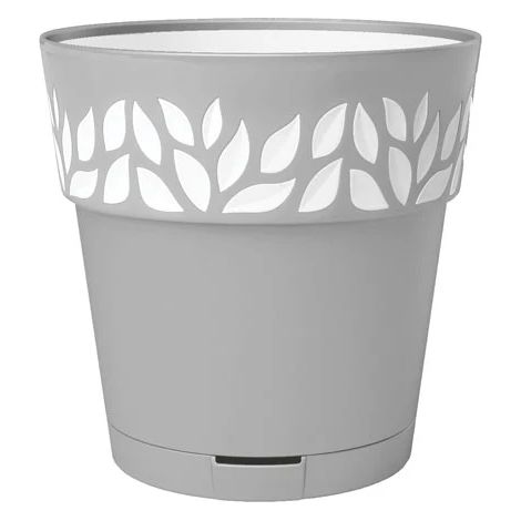 VASO TONDO 'CLOE' Ø 20 x h.19 - greige/grigio quarzo  - STEFANPLAST