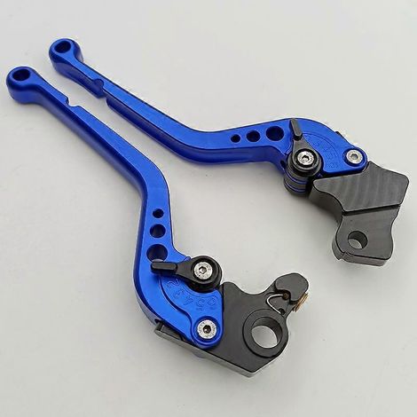 Convient pour la locomotive Ducati HYPERMOTARD 821, poignée de frein, d'embrayage et de klaxon hydrauliques en alliage d'aluminium modifié (poignée longue bleue) (1/4)
