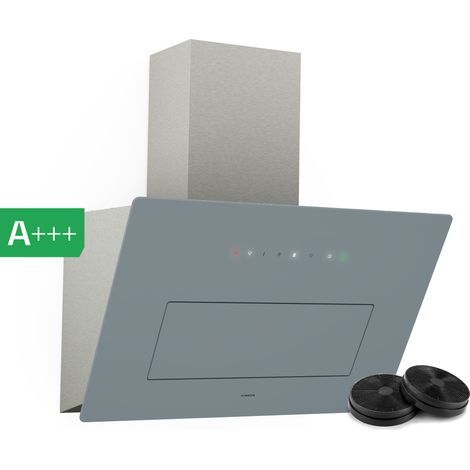 Klarstein SleekAir Hotte Aspirante - Hotte Décorative 60 cm, Débit 686 m³/h, CEE A++, Éclairage LED 2700-6500K, Tactile, Inox, Double Ventilation, Silencieuse 67 dB
